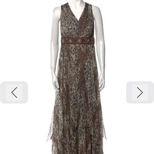 Teri Jon by Rickie freeman silk Leopard Print Sleeveless Dress